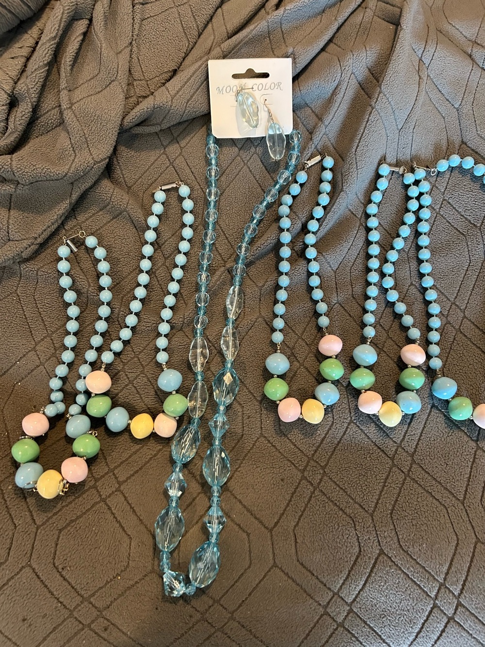 Private Label Blue & Pastel Bead Necklace and Bracelet Set